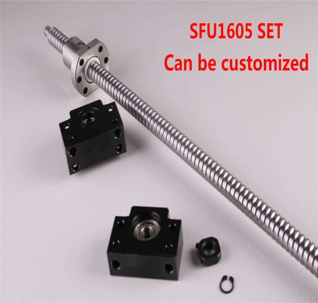 

Ball Screw SFU1605-250 350 400 450 500 600 650 900 1000 1200 1500 End machine with BK12/BF12 End Support Bearing Mounts 1Set