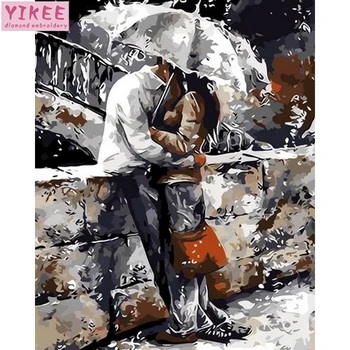 

diy canvas painting by numbers,Oil Painting By Numbers,kissing couple in the rain,painting by numbers love