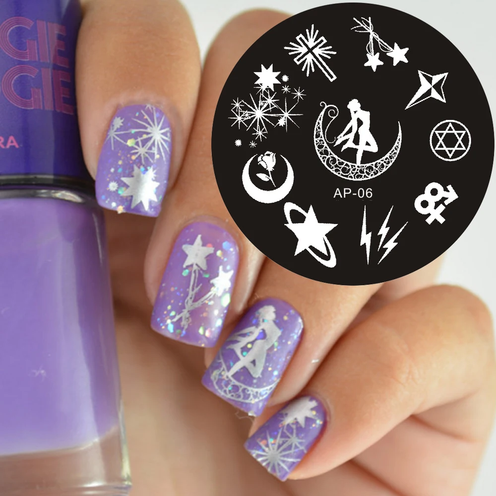 

Cartoon Star Pattern Nail Art Stamp Image Plate Template Stamping Plates Templates Disk Stencil