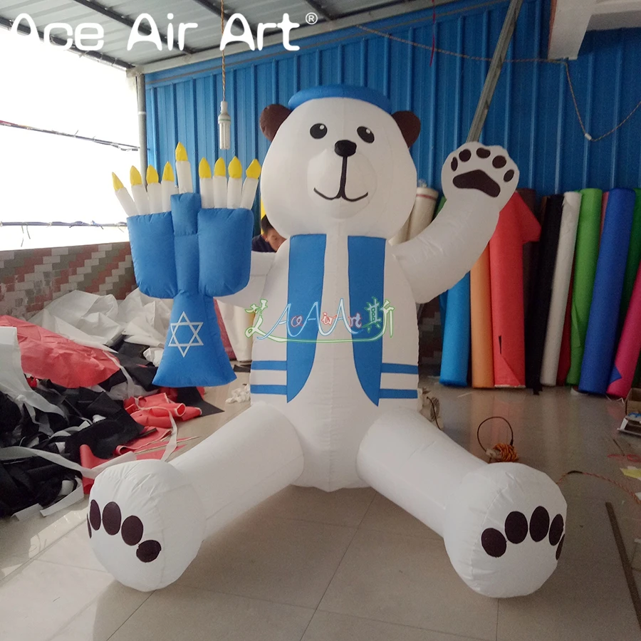  Hot sale inflatable bear with candle in handchanukah inflatable advertising and hanukkah holiday de