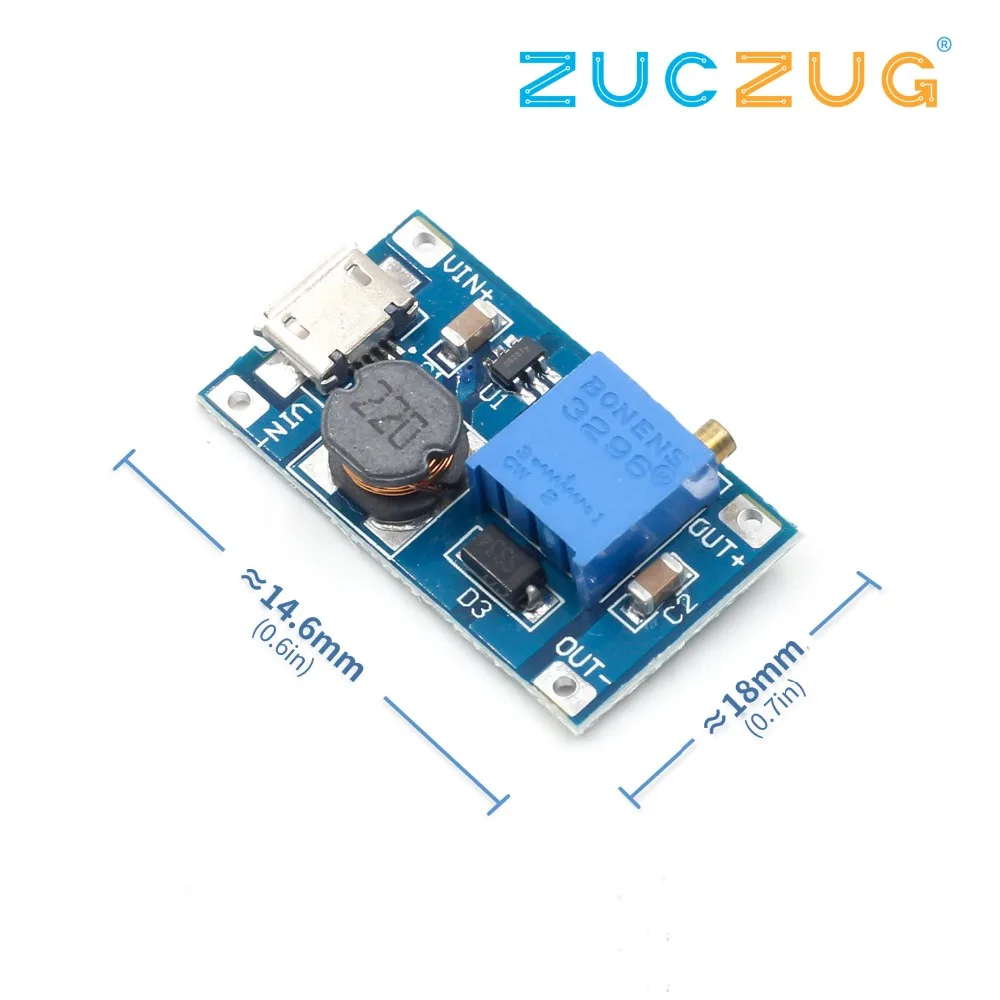 

Arsmundi 1pcs 2A boost board DC-DC boost module Wide voltage input 2 24V L 5912 28V adjustable 2577
