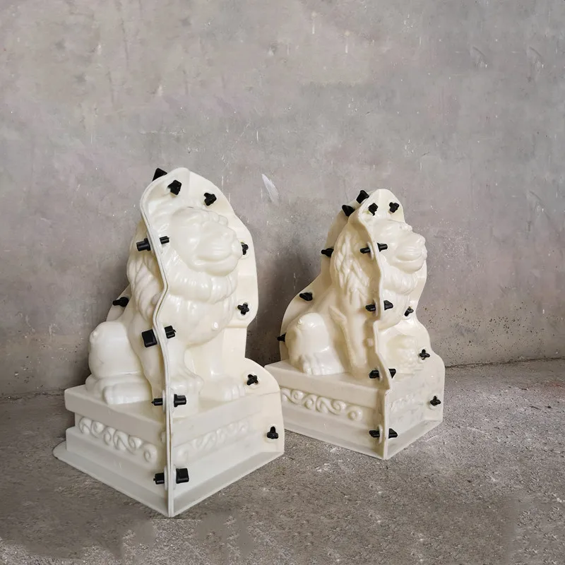 Summer Breeze Foo Dog Lions Pair Mold Set, Cement Statue Mould, ABS Plastic, DIY Concrete Greek Sculpture, H 35cm/ 13.78in