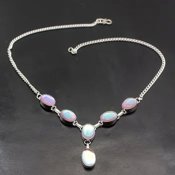 

Fashion Jewelry Natural Colorful Topaz925 Sterling Silver Color Women Jewelry Pendant Necklace 17 Inch TF1051
