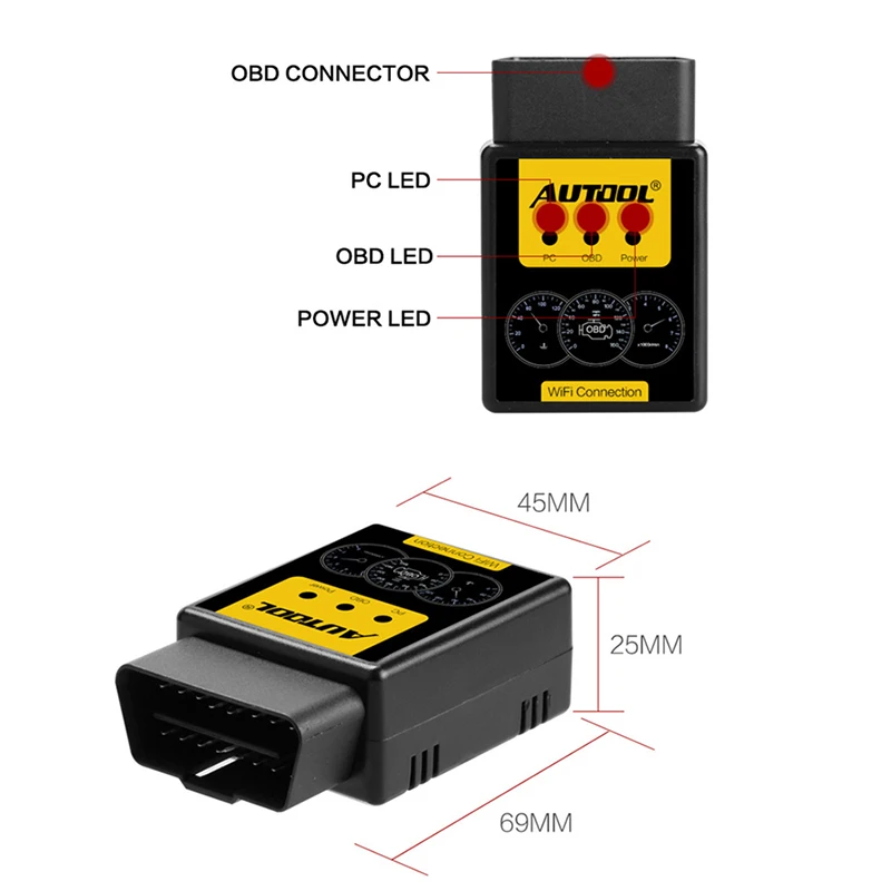 AUTOOL Super Mini ELM327 v2.1 V1.5 с PIC18F25K80 чип для считывания кодов сканирующий инструмент Bluetooth