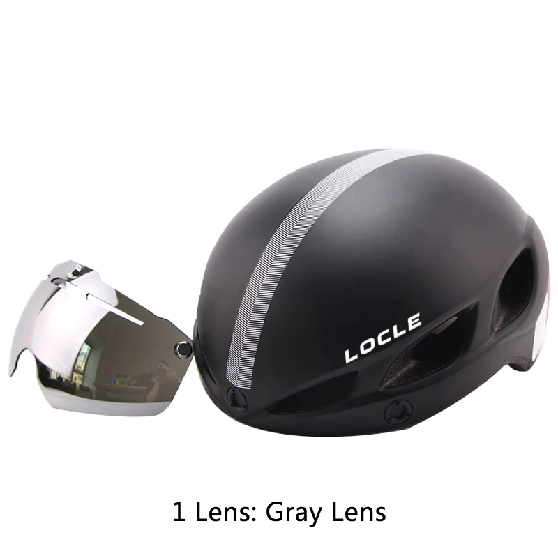 LOCLE, магнитные очки, велосипедный шлем, Casco Ciclismo, ультралегкий в форме, велосипедный шлем с очками, дорожный горный шлем - Цвет: Black 1 Lens