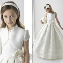 Платья для первого причастия для девочек белого и цвета слоновой кости элегантное платье с цветочным узором для девочек модные платья для торжеств Vestido De Daminha