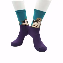 Лидер продаж осень-зима маслом серии хлопок Смешные носки мужской женский Ван Гог Ретро Короткие носки Для женщин