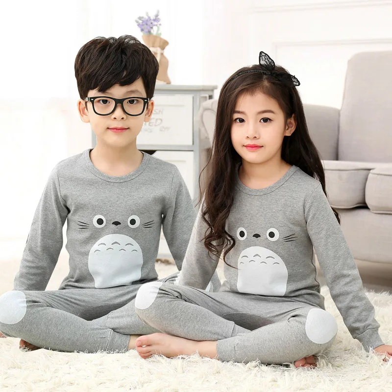 

Kids Thermal Underwear Long Johns Warm Suits Cotton Boys Girl Pajama Sets Winter Children kids Pajama Tops Clothing