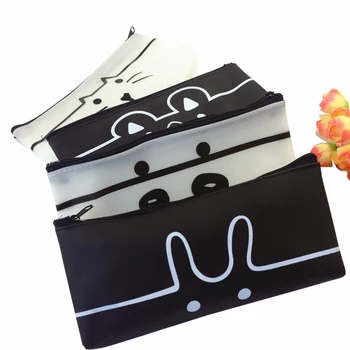 

1pcs/lot NEW Simple Black & white Animal Waterproof PU zipper pencil bag penbag Kawaii useful Storage bag for students