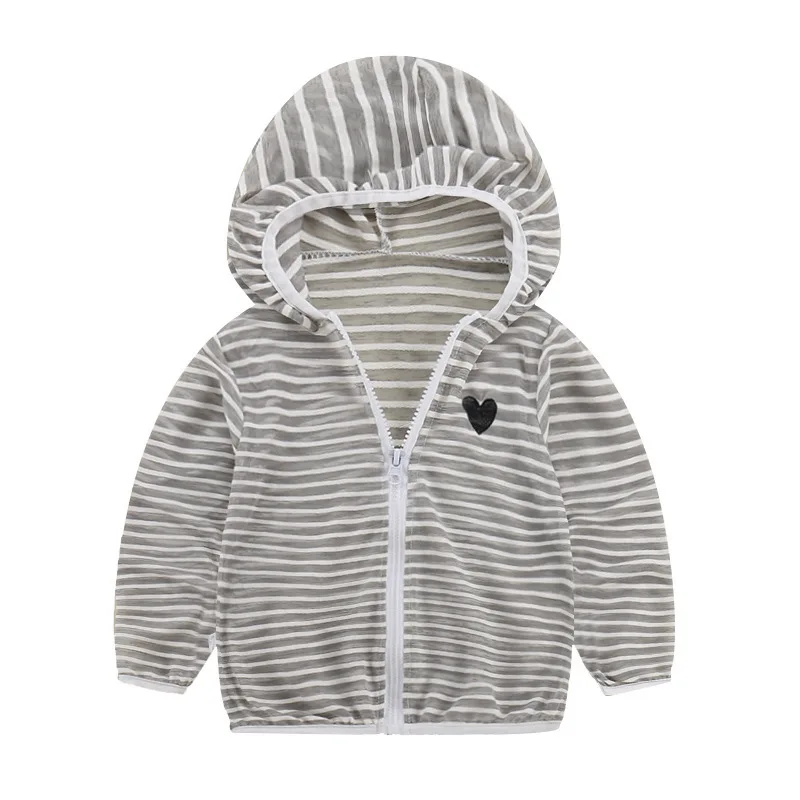 2018 Summer Striped Rash Guards Hooded Coat Baby Air Conditioning Sweater Breathable Sunscreen
