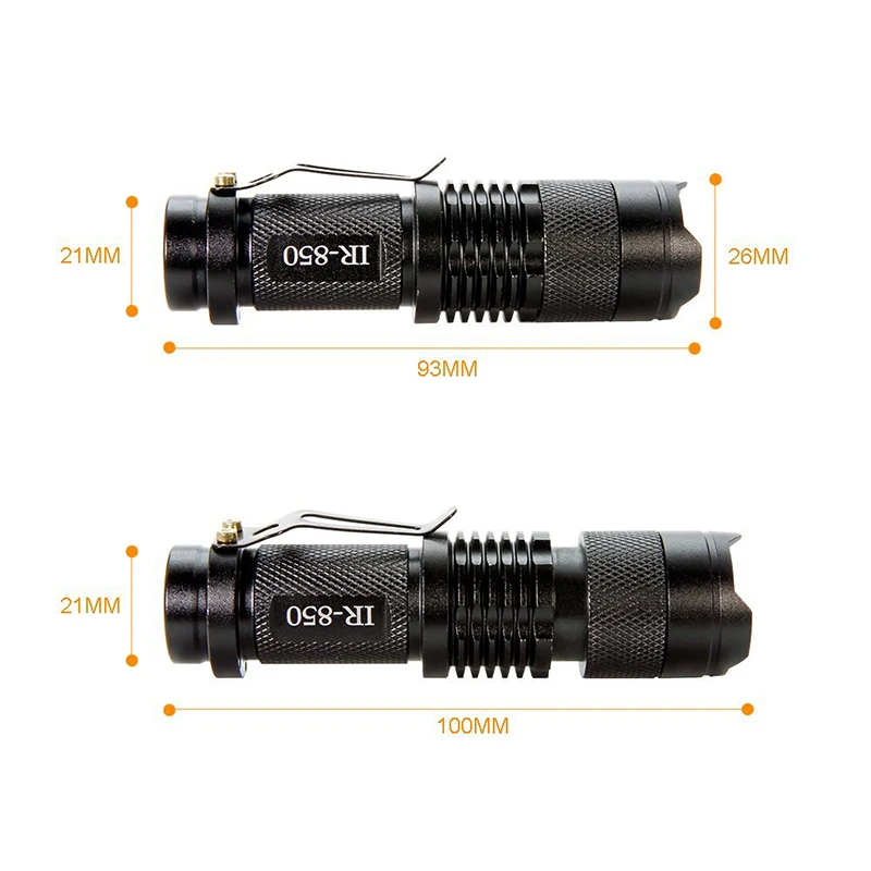 Мини ИК-лампа Zoomable светодиодный фонарь, 5 Вт 850нм светодиодный инфракрасный фонарик ночного видения с регулируемым фокусом, работает с батареей АА