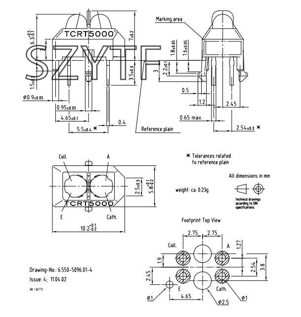 100 шт./лот TCRT5000L TCRT5000 Светоотражающие Оптический Сенсор инфракрасный ИК фотоэлектрический переключатель