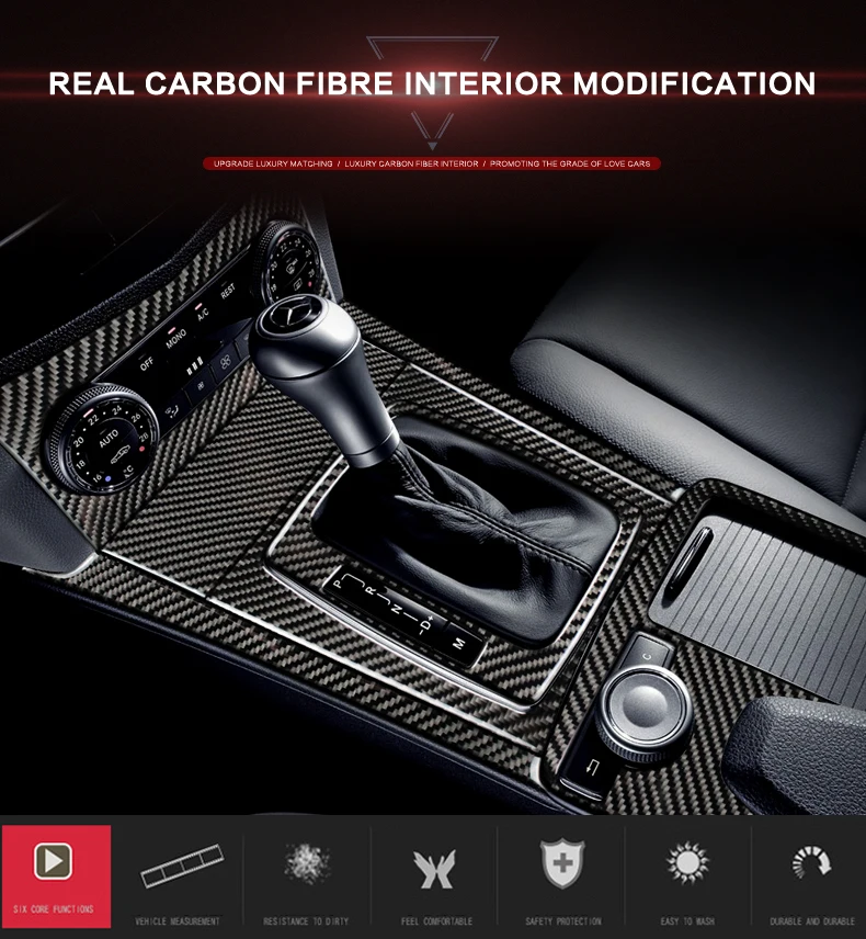 Автомобиль интерьера литье из углеродного волокна Центральная панель управления наклейки для mercedes w204 C class 07-13 LHD RHD аксессуары