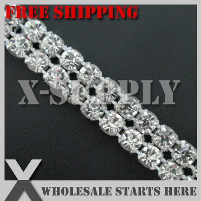 

Iron On Crystal Rhinestone Banding Trim Chains For Bridal Wedding Dress,Browband,Collar,Clothes Edge,Hats,5Yards/Lot