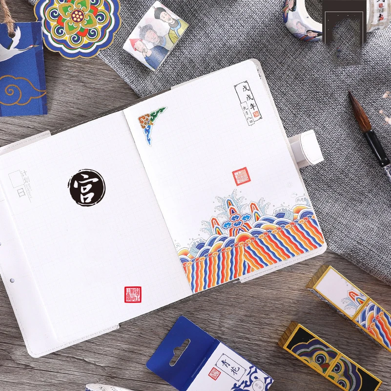 

Ancient Palace Foil Washi Tape Wide Paper Adhesive Tape Lipstick Decor Scrapbooking Diary Supplies Japanese Stationery