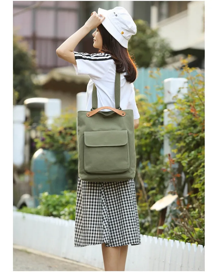 MJ Cotton Backpack Women Versatile School Bag Large Casual Travel Bag for Teenage Girls (6)