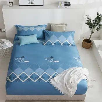 

100%Cotton 3 pcs bedding sets Simple Style Bed mattress pillowcase Protector Pad Fitted Sheet Bed Linens with Elastic