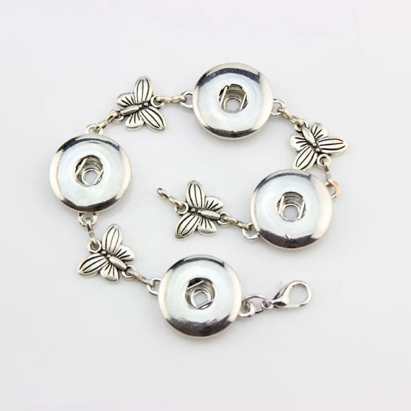 10 шт./лот 20 см браслет с защелкой 18 мм Металлические защелкивающиеся кнопки-Подвески Браслеты с бабочками для женщин