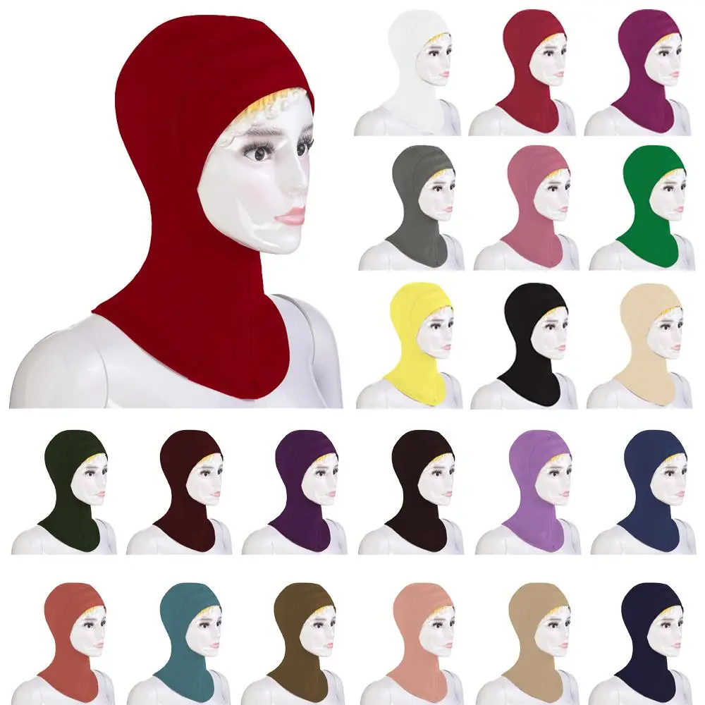 

Muslim Under Scarf Women Soft Inner Cap Bone Bonnet Neck Cover Turban Islamic Underscarf Hijab Hat Arab Cap Amira Shawl Beanies