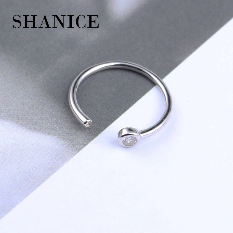 

SHANICE 925 Sterling Silver Open Rings Minimalist Korean version of the Korean fashion CHIC wind geometry round line cz crystal