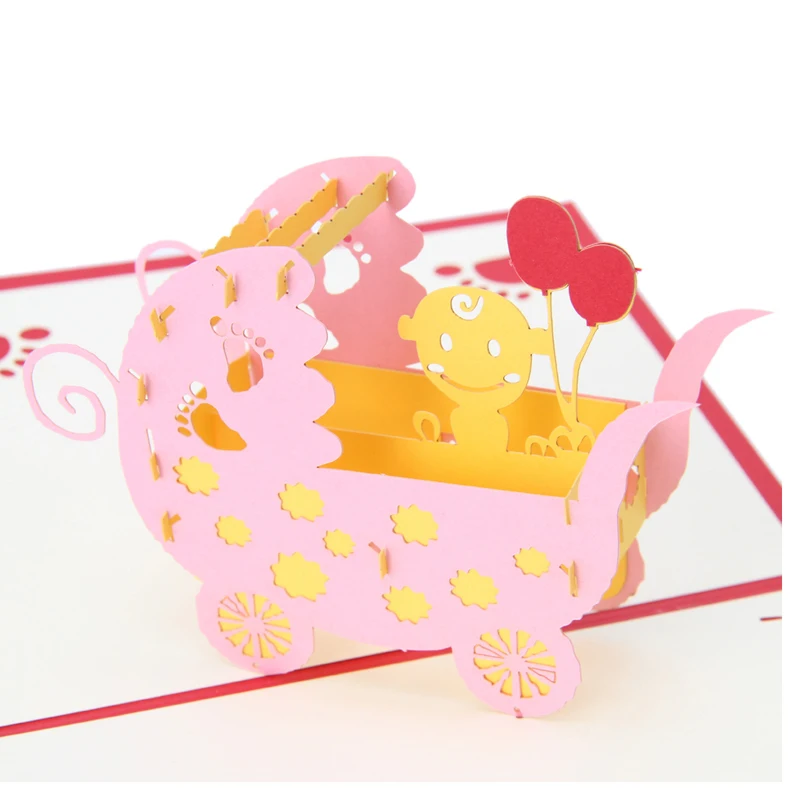 S-home новые 3D Детские коляски поздравительная открытка выскальзывающая бумажная открытка подарок на день рождения MAR30