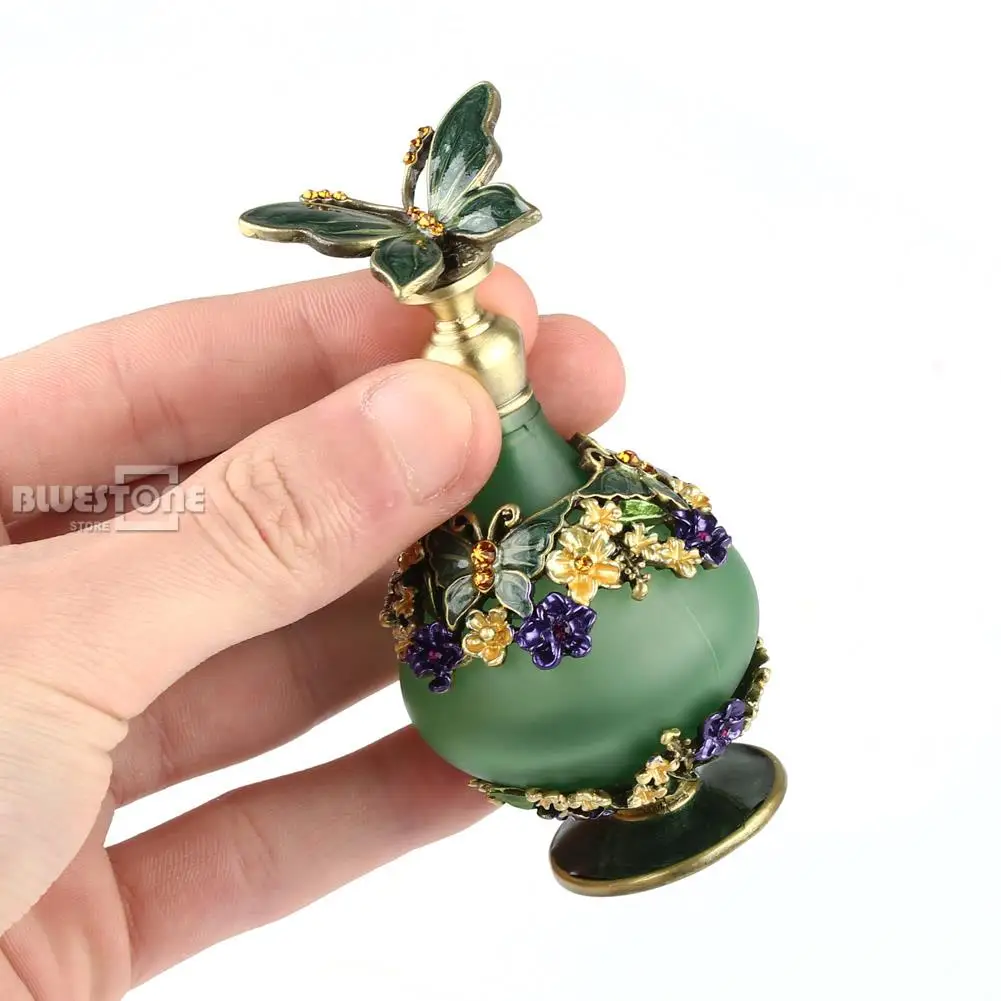 Preise 23ml Antike Schmetterling Leere Kristall Metall Parfüm Flasche Hochzeit Geschenk Kunst Decor