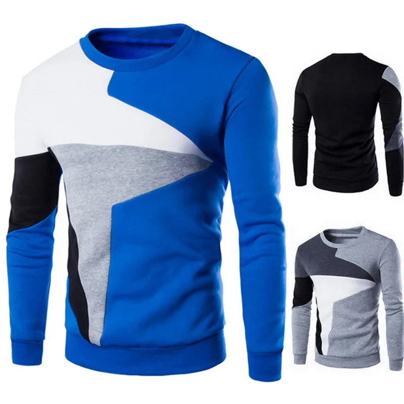 

Adisputent 2019 Spring Sweatshirts Mens Hip Patchwork O-Neck Casual pullovers Male Clothes sudaderas hombre Streetwear