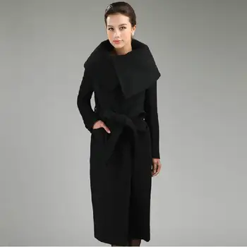 

Fashion women Winter Cashmere Overcoat Wool Woolen Outerwear Ladies X-Long Jackets