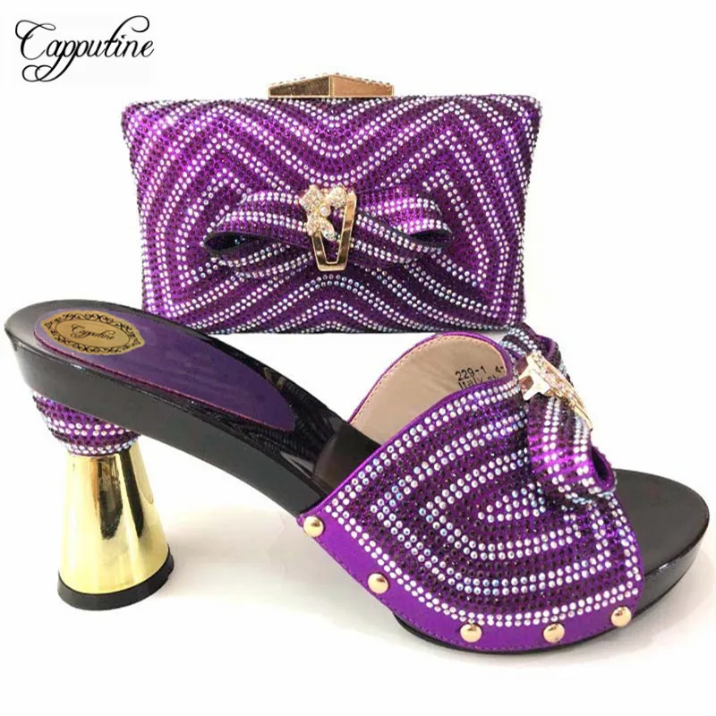 Et Sac Pour Chaussures or Tx Dames La Fête 2018 8528 bleu Hauts rouge Noir Élégant Jolie jaune Talons Mode pourpre Capputine Italien Ensemble Africaine OnX4xfnY