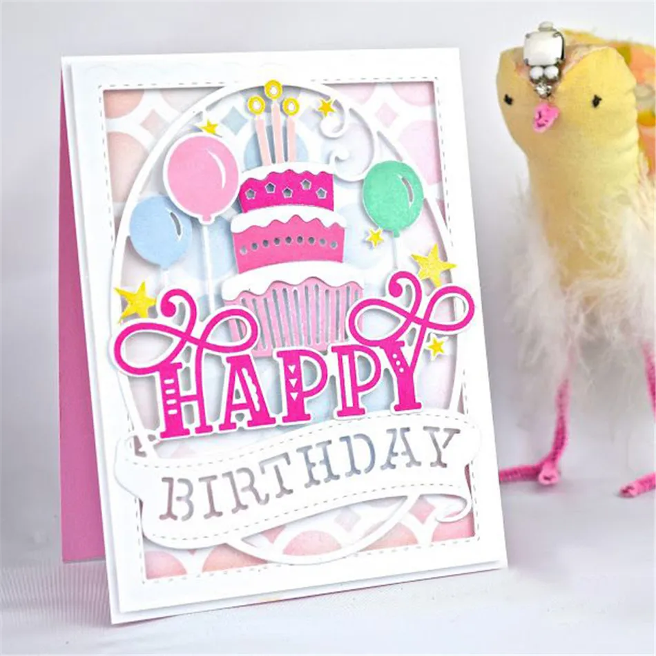 

Eastshape Birthday Dies Dies Scrapbooking Metal Cutting Cake Craft Dies for Paper Cards Making Ballon Stencil Die Cut Embossing