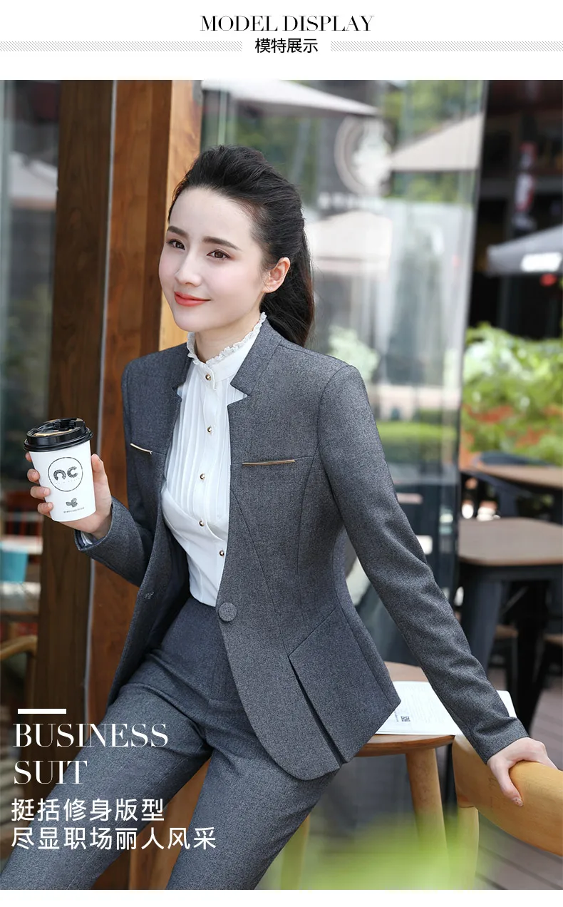 Formal Pant Suits Women Office Lady 2 Piece Set Pants Blazer Female Business Work Trousers Jacket Elegant Uniform Plus Size 2020