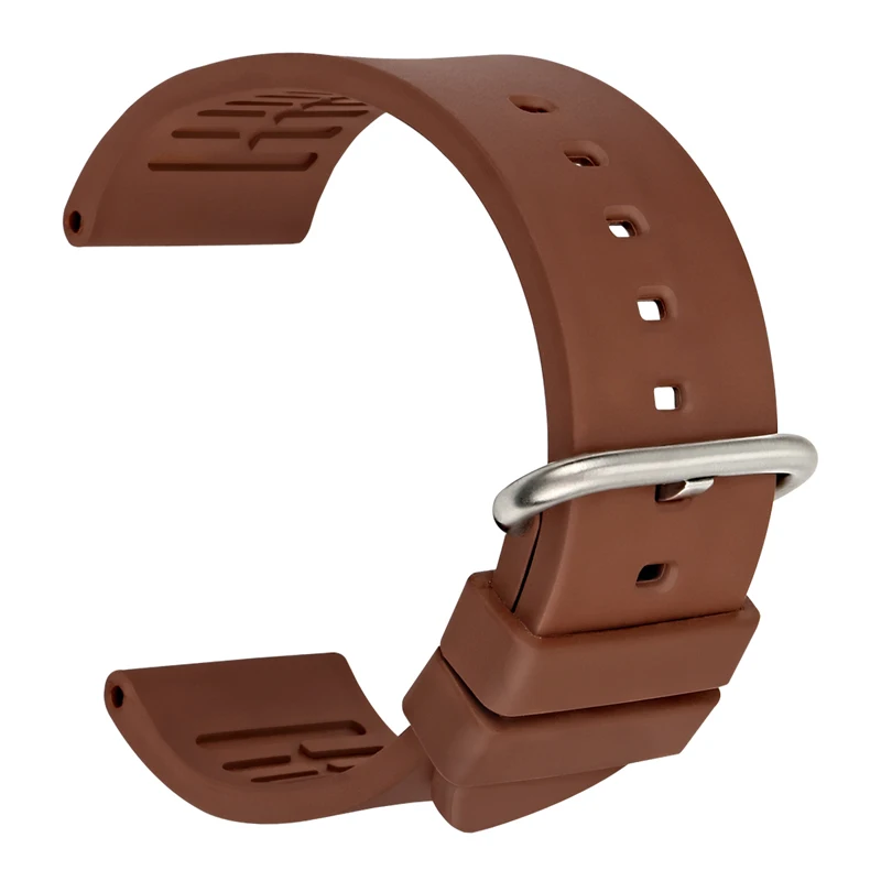 MAIKES Premium Orange Sport Rubber Watch Strap with Black Buckle