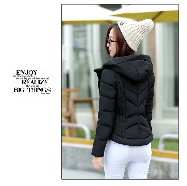Модная короткая зимняя куртка для женщин, тонкое женское пальто, утолщенная Хлопковая женская куртка с капюшоном ярких цветов NS4095