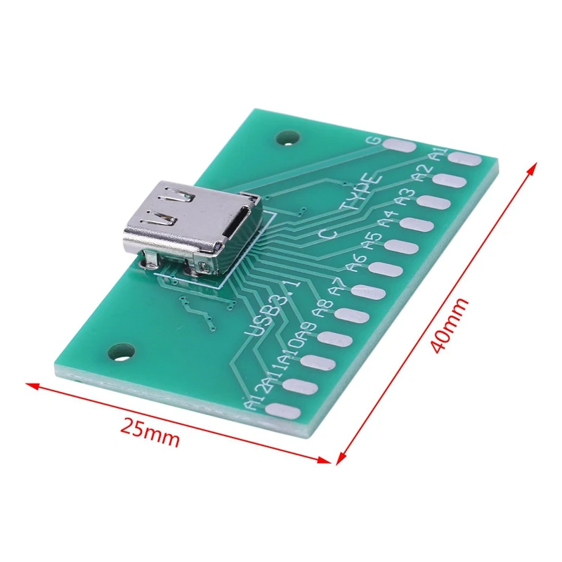 

Diy 24Pin Usb-C Usb 3.1 Type C Female Socket Connector Smt Type With Pc Board #8