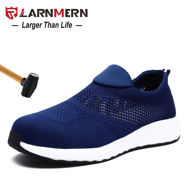 LARNMERN خفيفة الوزن تنفس الرجال أحذية أمان الصلب اصبع القدم أحذية عمل للرجال مكافحة تحطيم البناء حذاء رياضة مع عاكس