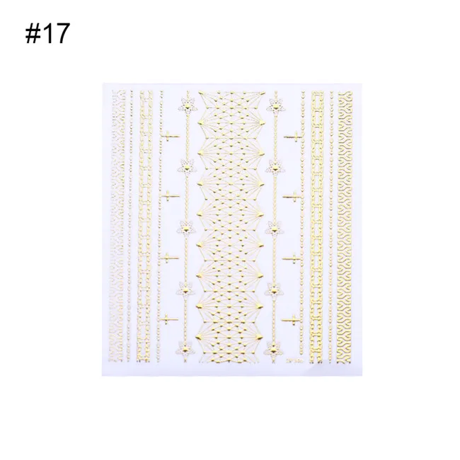 1 лист золотой решетки 3D наклейки для ногтей Хаундстут Леопард геометрические узоры Луна Звезда полосы волнистая линия Сделай Сам дизайн ногтей украшение - Цвет: Pattern 17