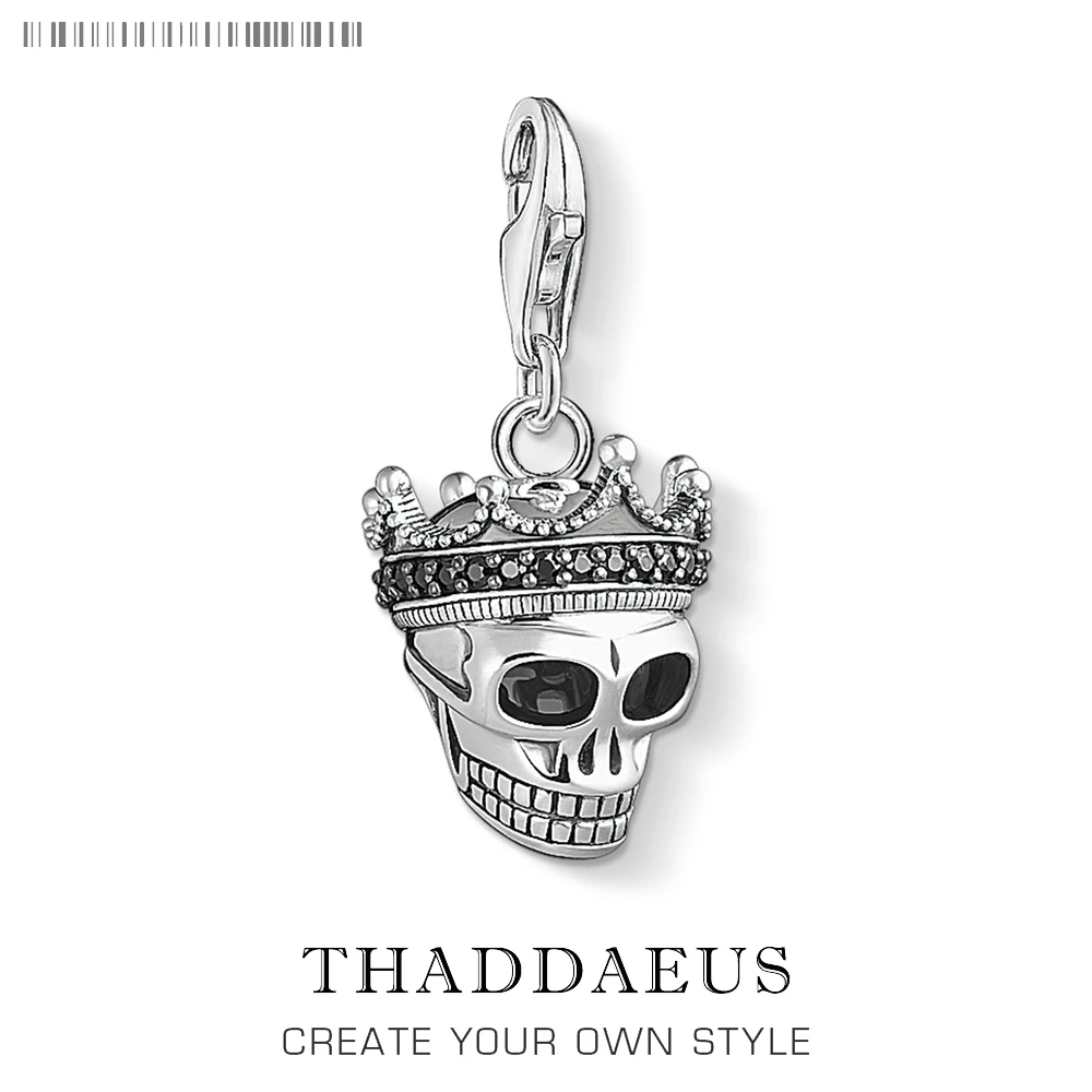 

European Style Charms Bracelet,925 Sterling Sliver Skull King Thomas Pendant Charms Fit Bracelets,2016 New DIY Fashion jewelry