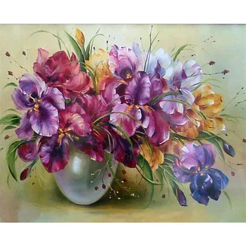 

DIY Digital Painting By Numbers Package Colorful vase oil painting mural Kits Coloring Wall Art Picture Gift frameless
