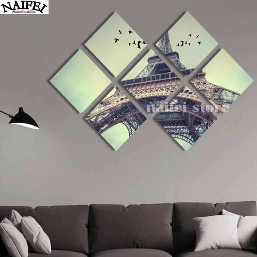 

7 pcs,diamond Painting Cross Stitch Eiffel Tower,Paris,France,Multi-picture,diy Diamond Embroidery mosaic home decoration gifts