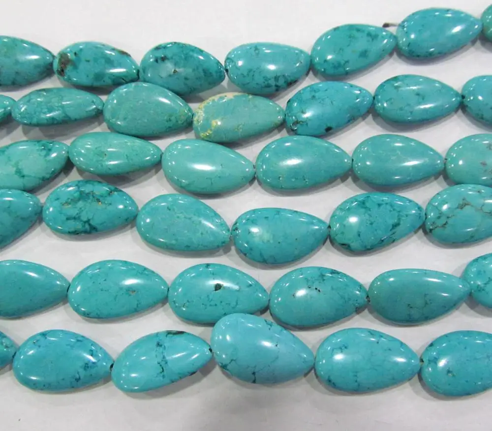

2strands 17-25mm high quality turquoise gemstone teardrop drop peach wholesale loose bead black turquoise beads