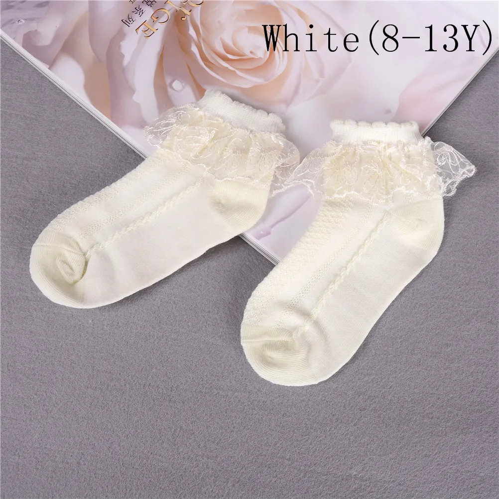 Белые, розовые, желтые дышащие хлопковые сетчатые носки принцессы с кружевными оборками для маленьких девочек детские короткие носки по голень - Цвет: Yellow 1
