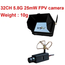 25 mW 5.8G 32CH FPV zangão câmera sem fio da câmera 7g sem fio CCTV camera + receptor FPV DVR 5.8G monitor de receptor sem fio