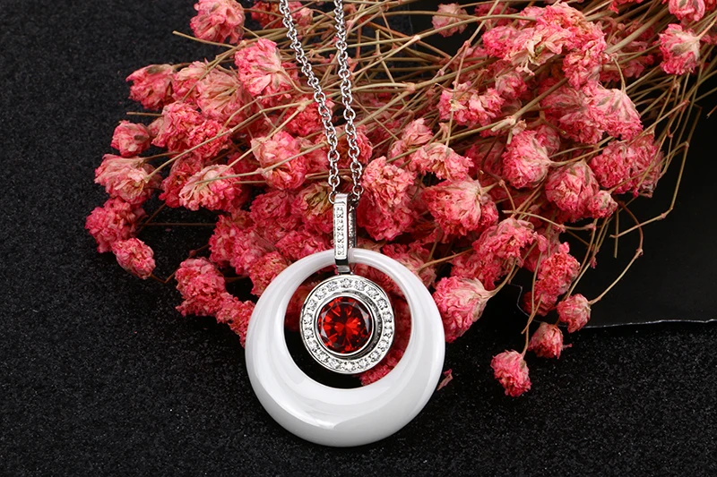 Новое поступление керамическое ожерелье с подвеской с большими каратами красные стразы хрусталь элегантные ювелирные изделия для женщин вечерние свадебные