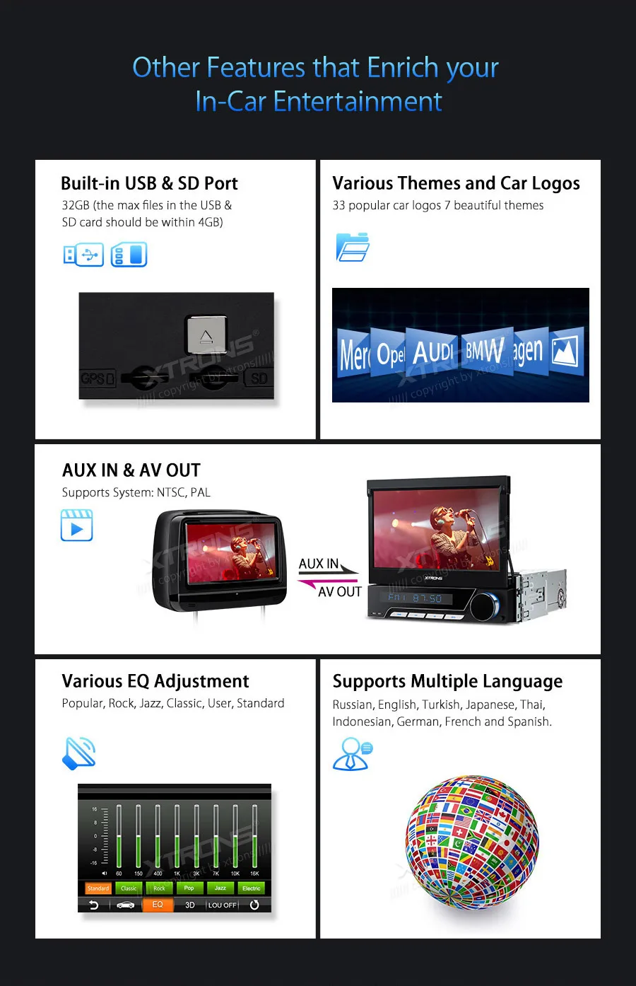 Top 7" Universal 1 Din Car DVD Player Digital Motorized Detachable Face Panel Auto Radio GPS Navigation DAB+ Autoradio Stereo 13