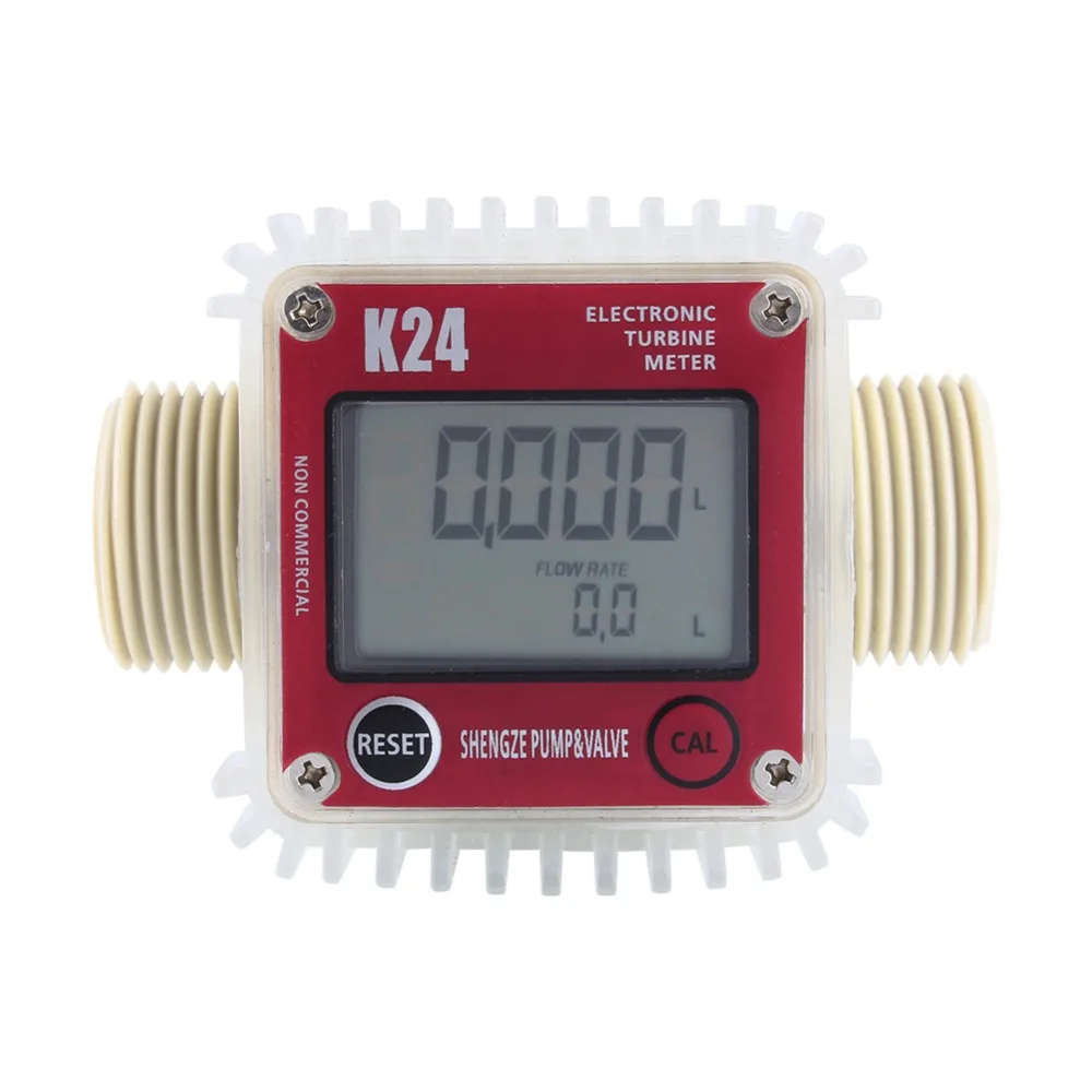 

K24 Turbine Digital Diesel Fuel Flow Meter LCD Display Tester 10-120L / MIN for Chemicals Liquid Flowmeter Water Meter Rotameter