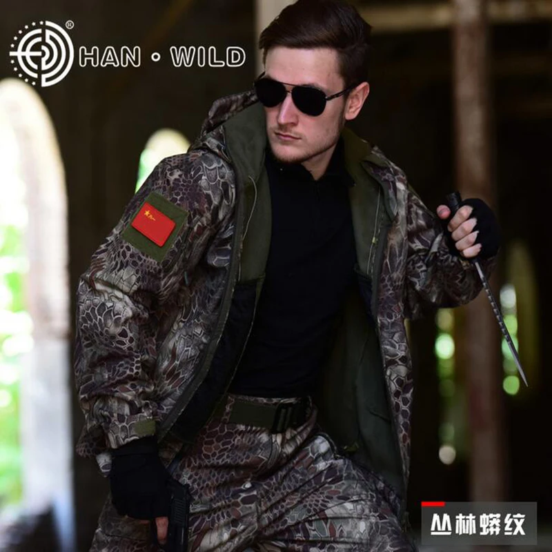 TAD Soft Shell Sharkskin Men Fleece Jacket Camouflage Clothes Hunting Jacket or Pants Outdoor Hiking Camping Windbreaker