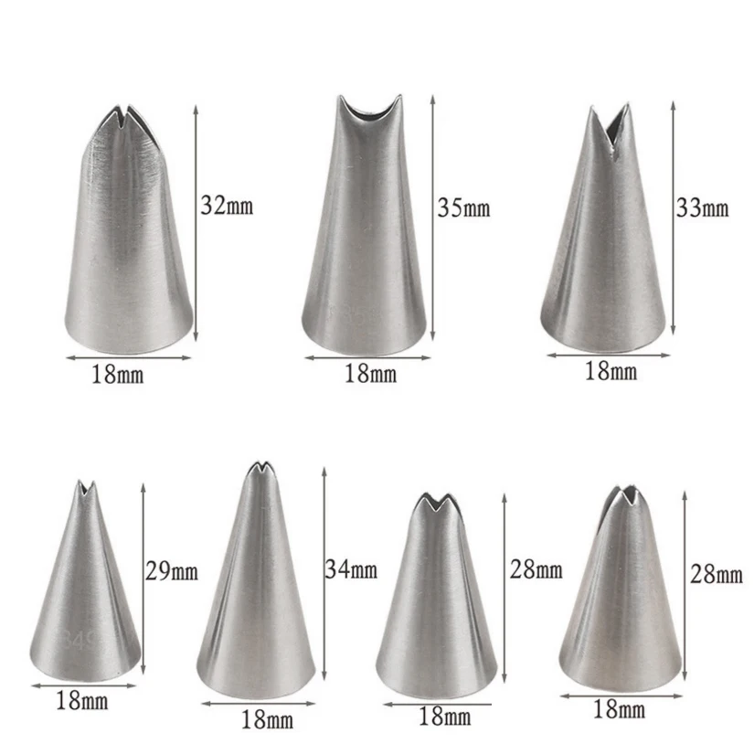 7 pcs/set Leaf Tips Stainless Steel Icing Piping Nozzles Cake Decorating Pastry Tip Sets Cupcake Tools Baking Mold