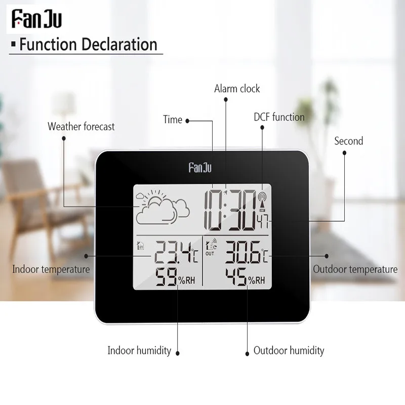 FanJu FJ3364 Цифровой Будильник Метеостанция беспроводной датчик гигрометр термометр