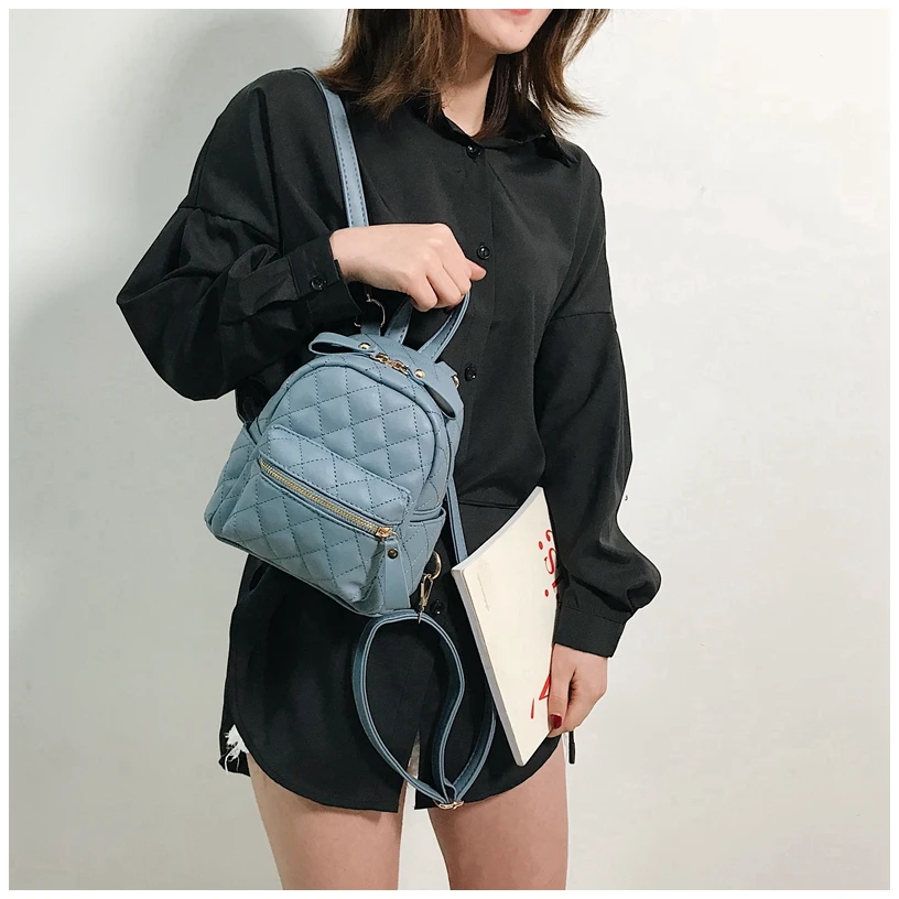 Женский рюкзак, модный Повседневный женский рюкзак из искусственной кожи для девочек-подростков, школьный рюкзак, Одноцветный мини-рюкзак