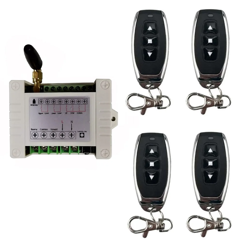 

High Power 110V 220V AC 10A Motor Wireless Remote Control Switch Roller Shutter Door Electric Curtain Remote Forwards Reverse